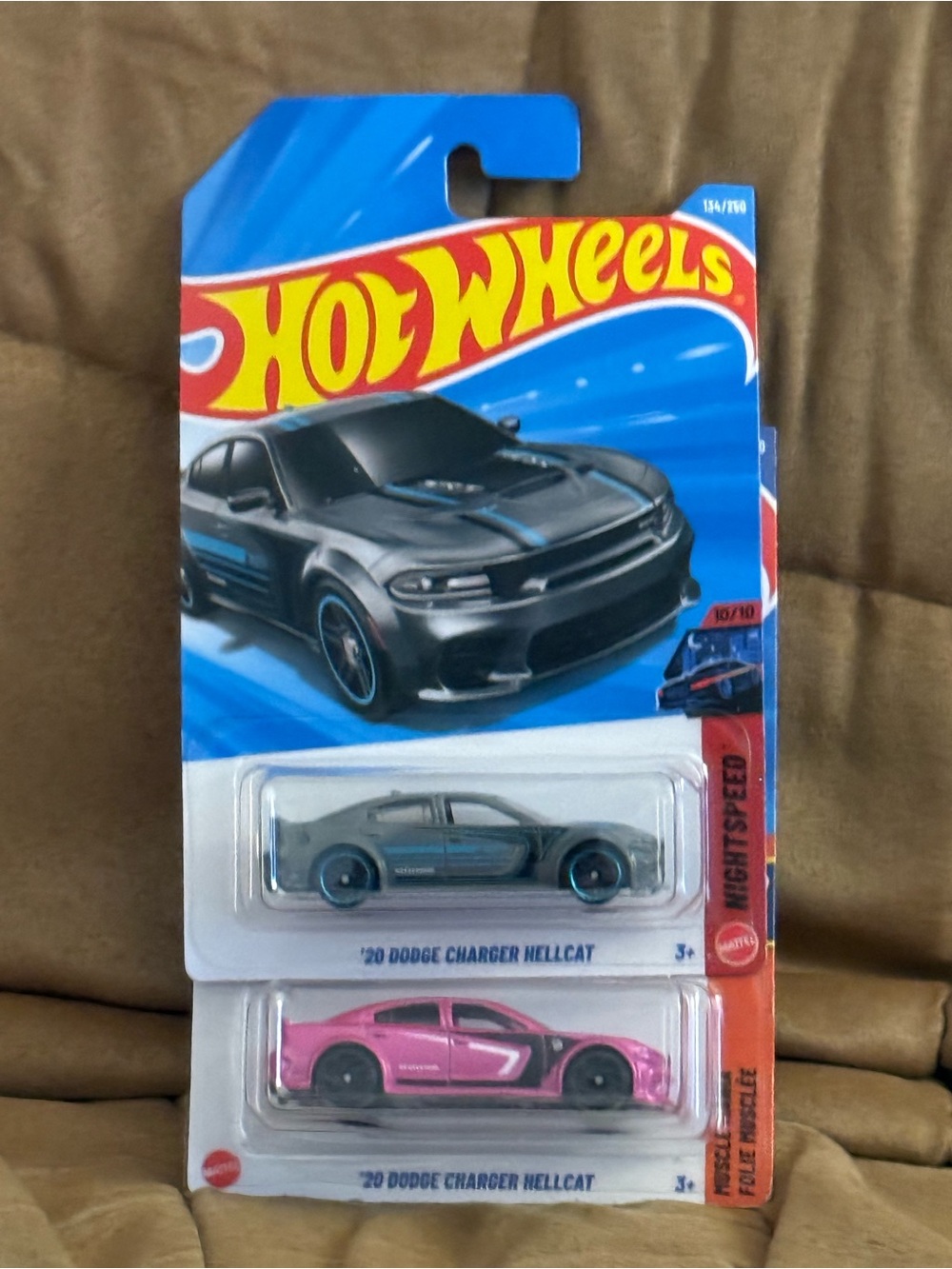 Hot Wheels Kids Toy Car Set - Gray and Pink '20 Dodge Charger Hellcat